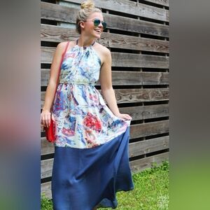 Peter Som Postcard Halter Maxi Dress